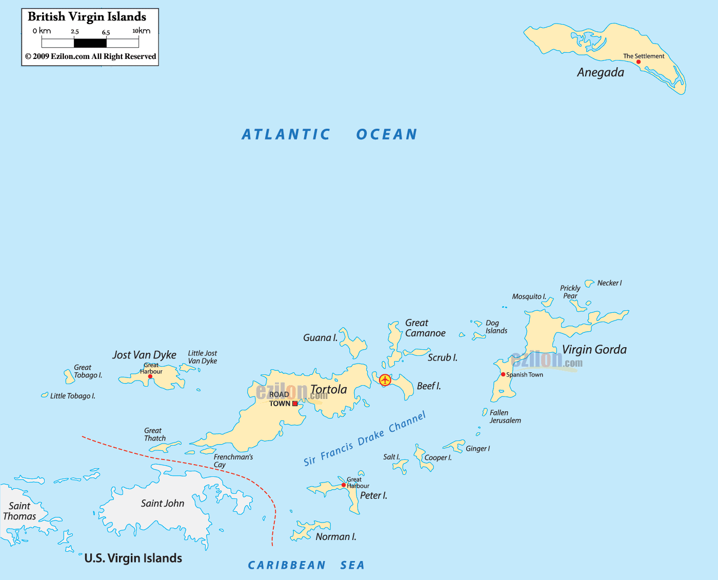 DETAILED POLITICAL MAP OF VIRGIN ISLANDS EZILON MAPS - layarkaca21 - LK21