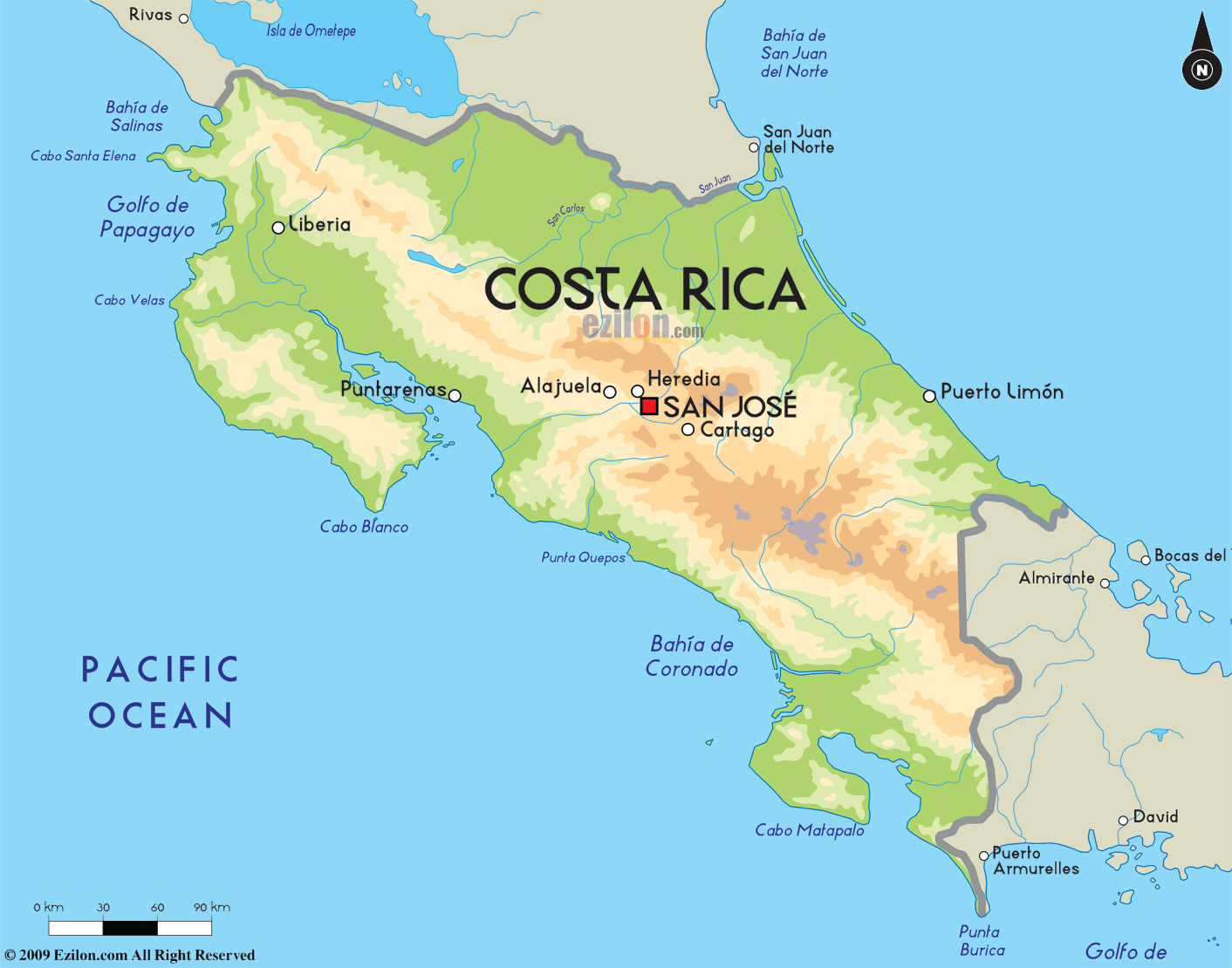 Map of Costa Rica and Costa Rica Map