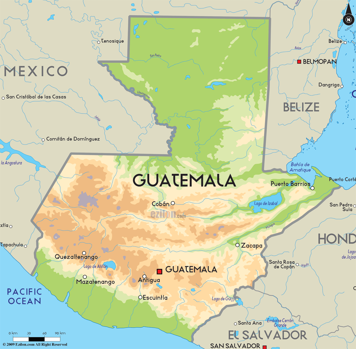 Map Of Guatemala With Highways And Expressways Ezilon Maps Map Of Guatemala With Highways And Expressways Ezilon Maps