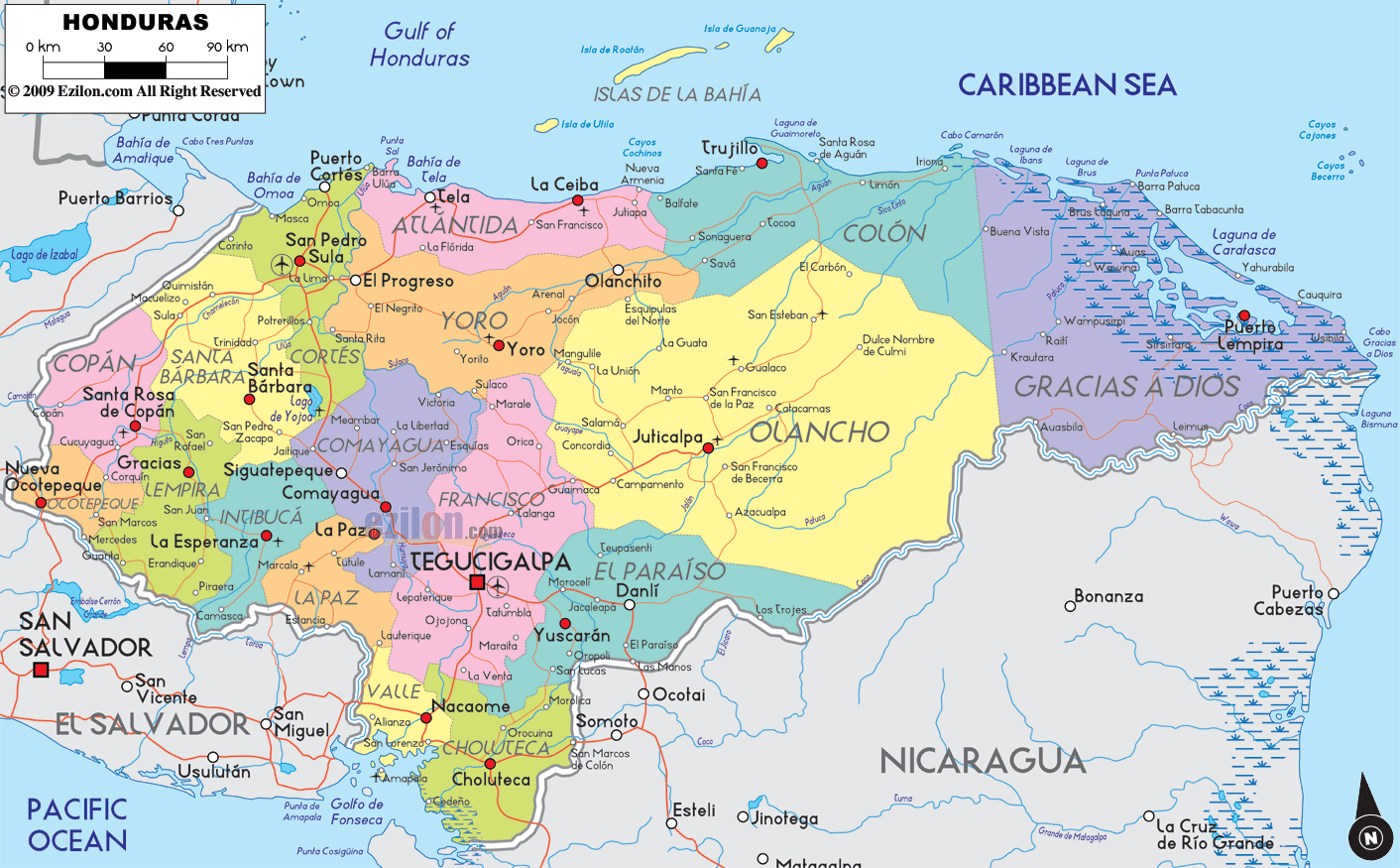 Political Map Of Honduras 