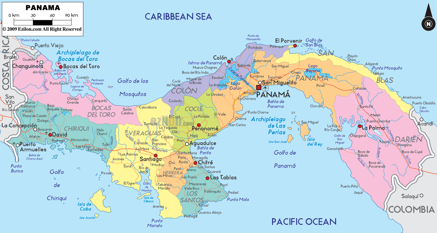 Detailed Political Map Of Panama Ezilon Maps