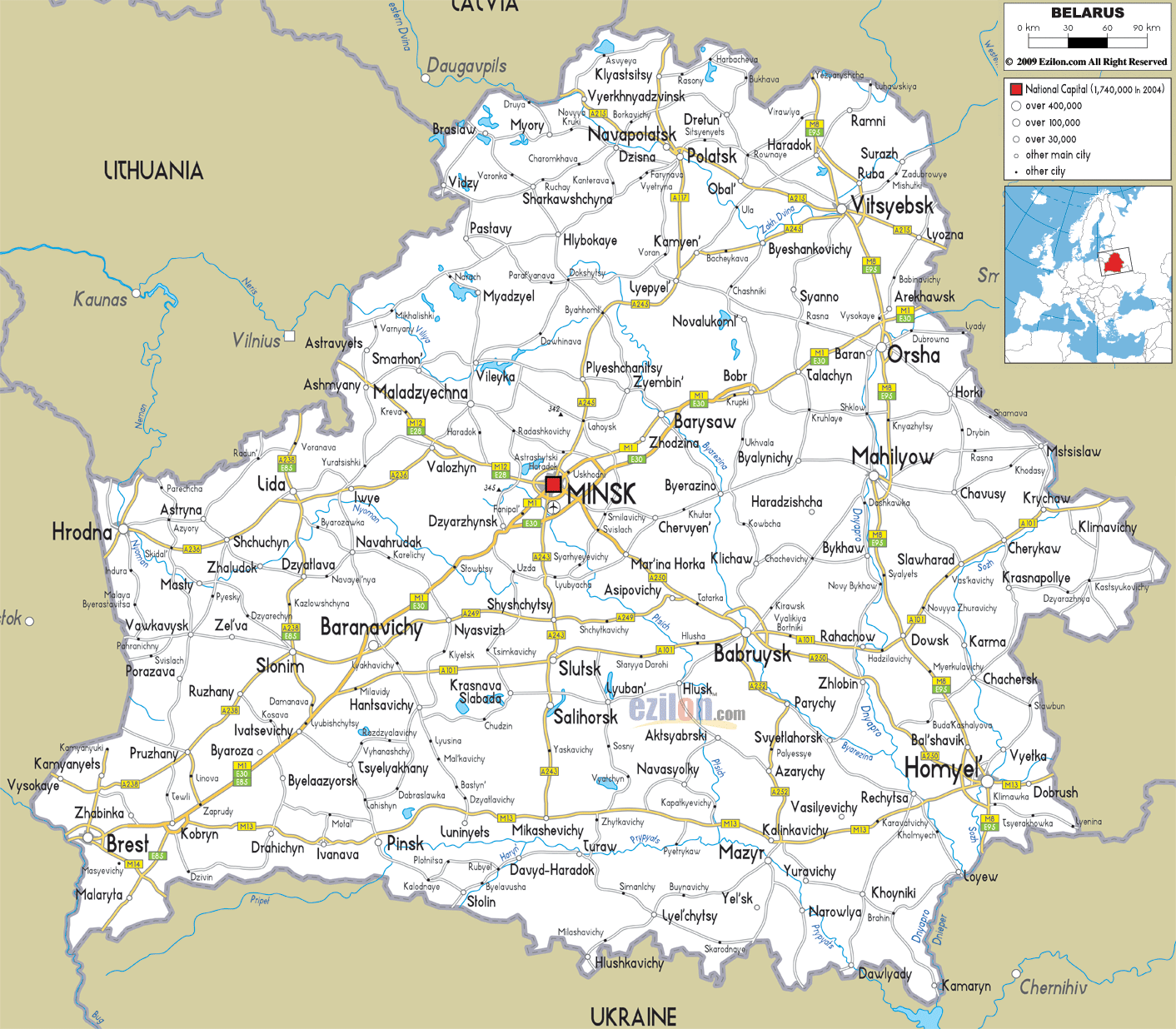 Detailed Clear Large Road Map Of Belarus Ezilon Maps