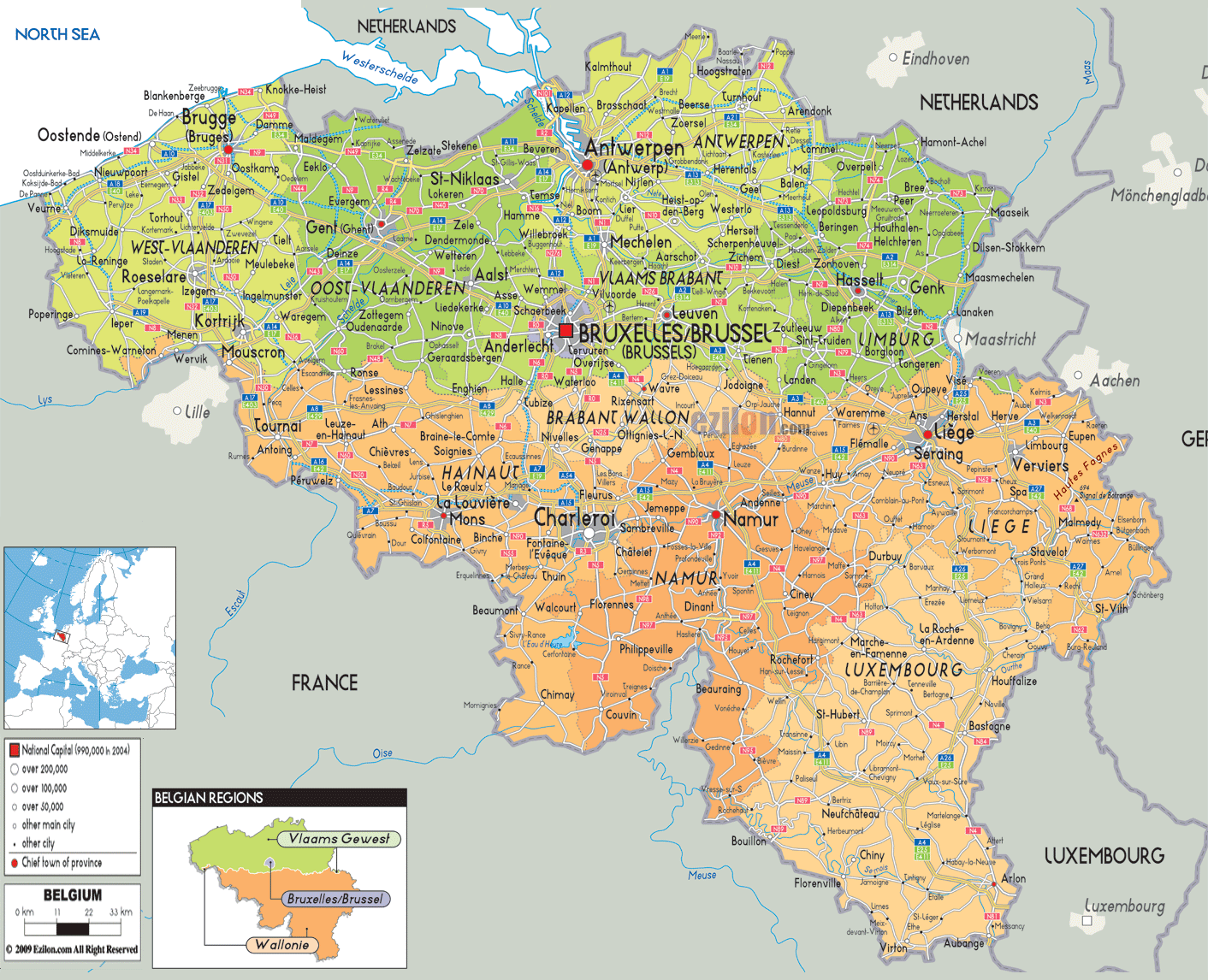 Detailed Political Map Of Belgium Ezilon Maps Images