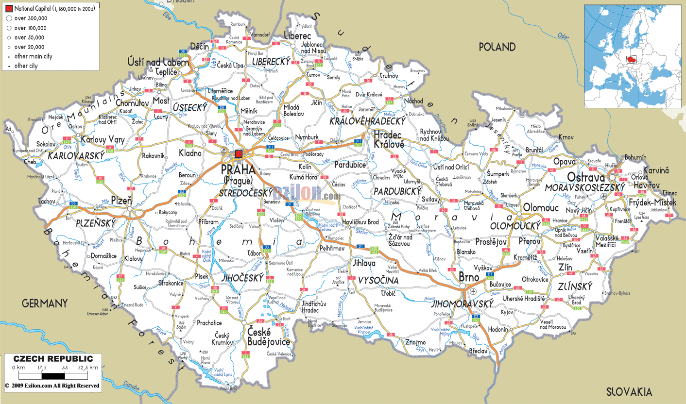 Detailed Map Of Czech Republic