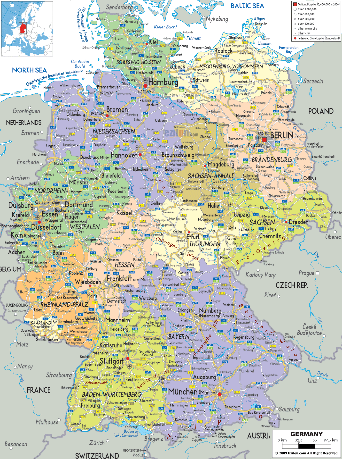 Political Map Of Germany With Cities And States Full Guide To Capitals 