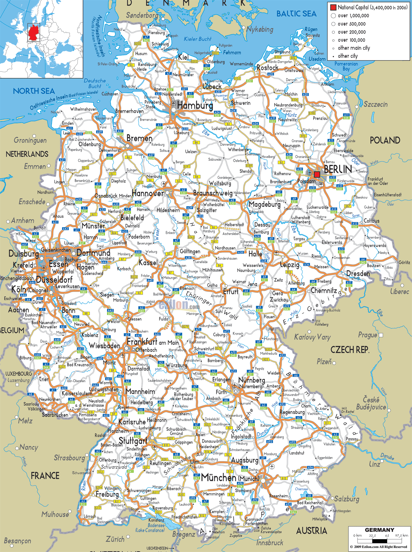 driving map of germany – detailed map of germany cities – Shotgnod