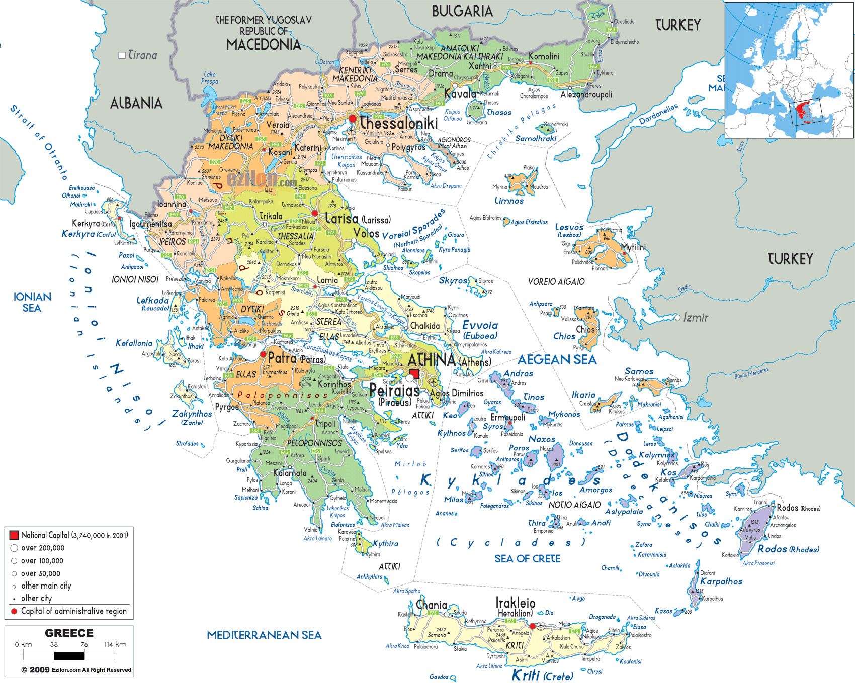 Detailed Political Map of Greece - Ezilon Maps