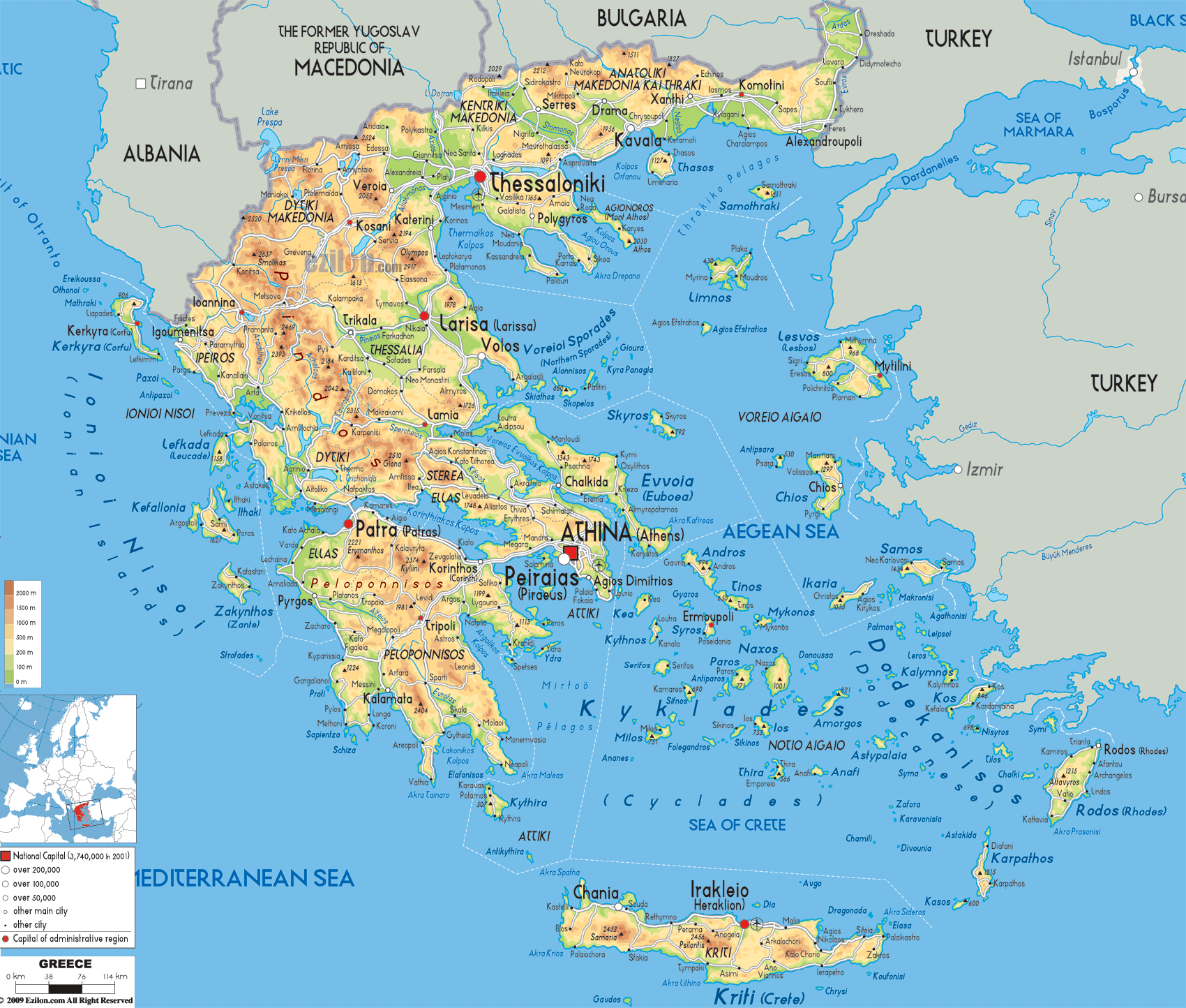 Pindus Mountains Europe Map