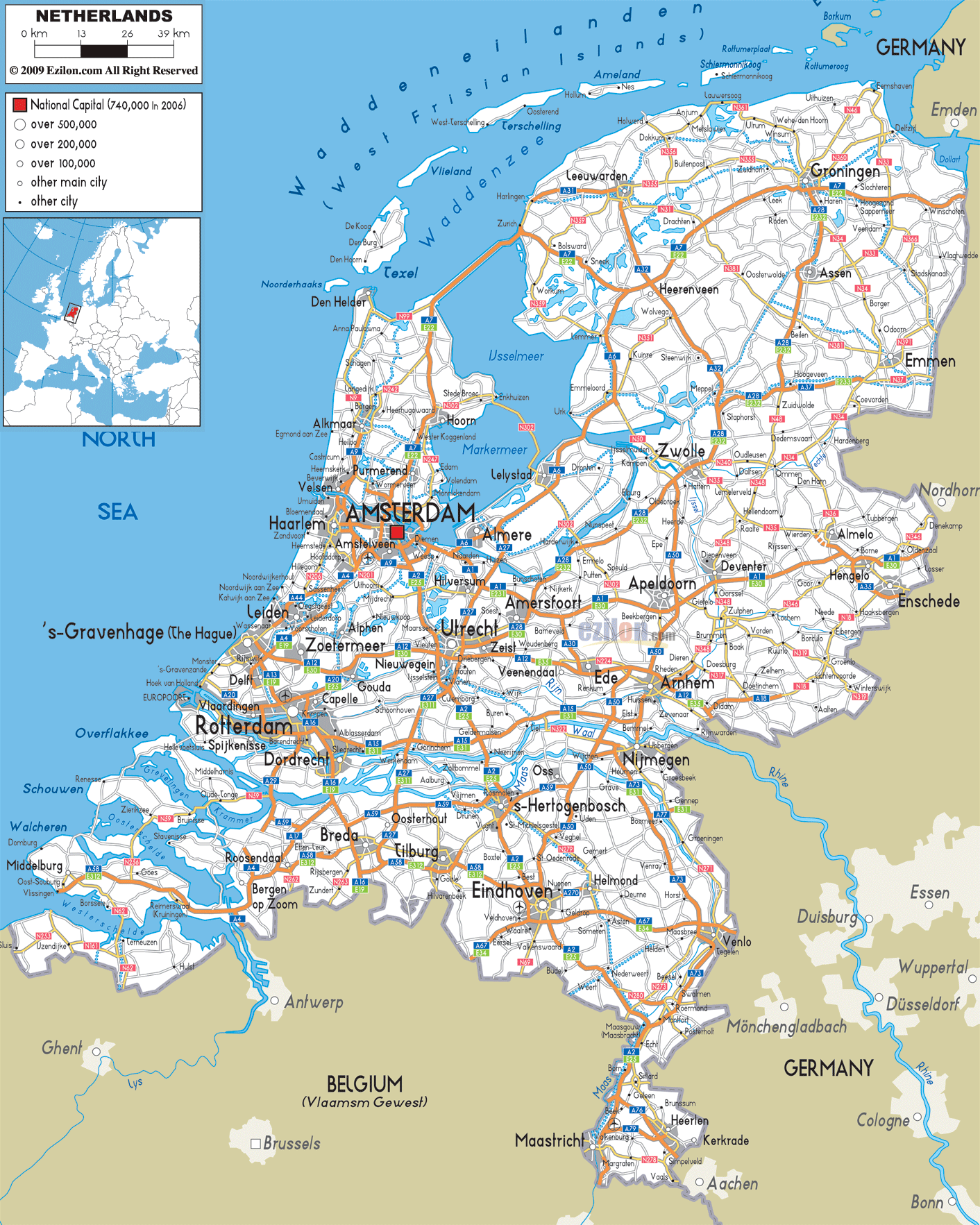 detailed-clear-large-road-map-of-netherlands-and-ezilon-maps