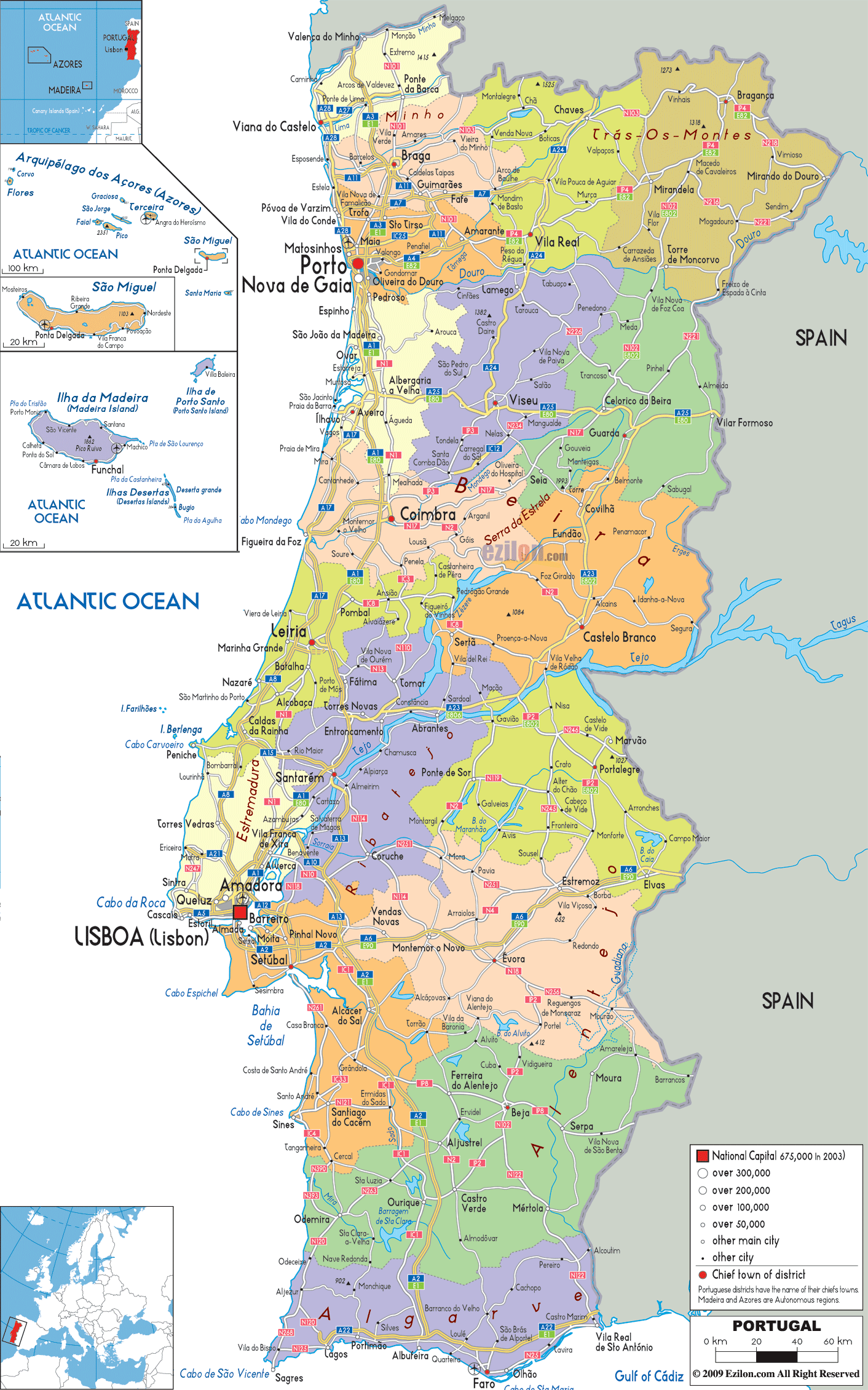 Ilustracion De Mapa De Portugal Politico Editable Altamente Detallado ...