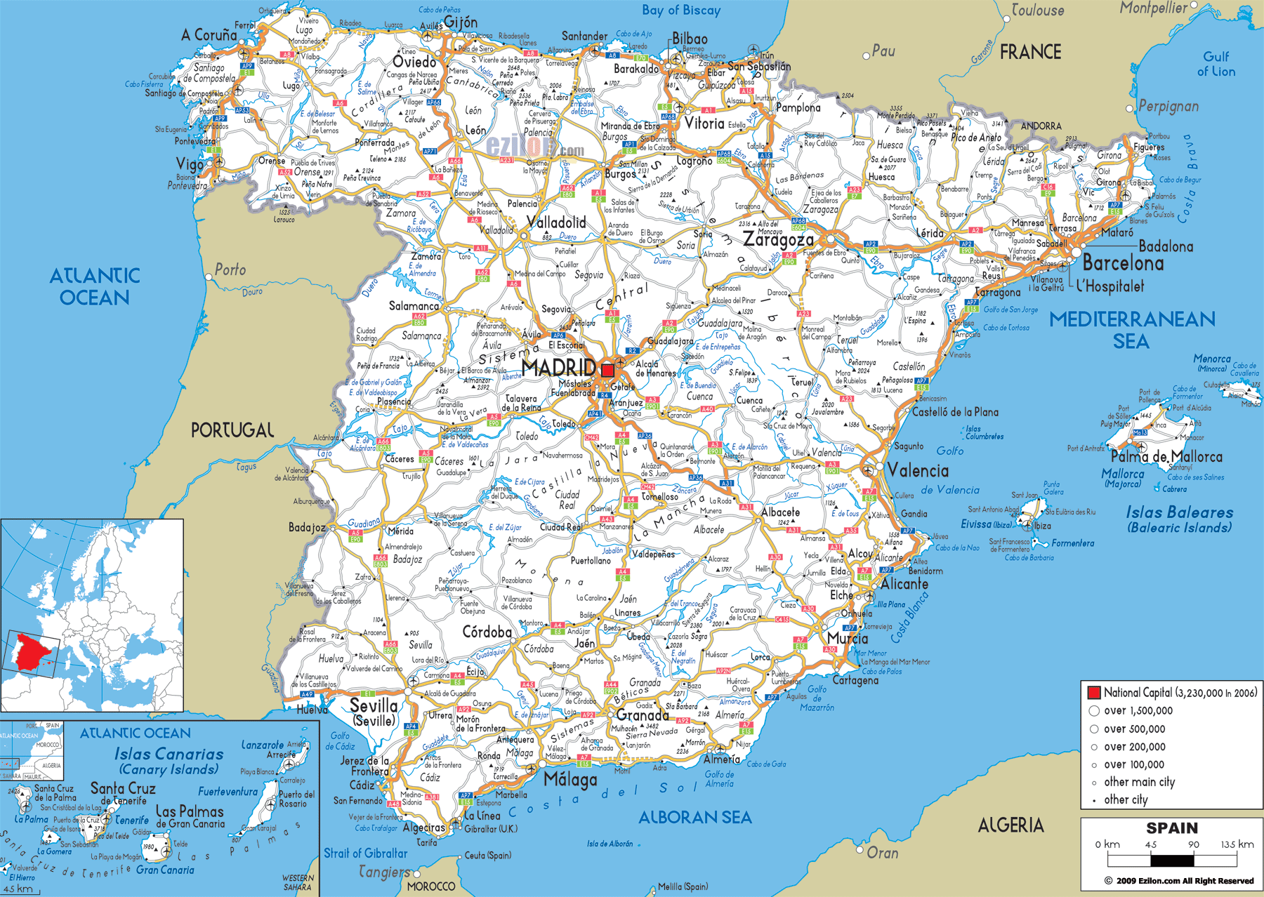 Europe Countries Map Spain