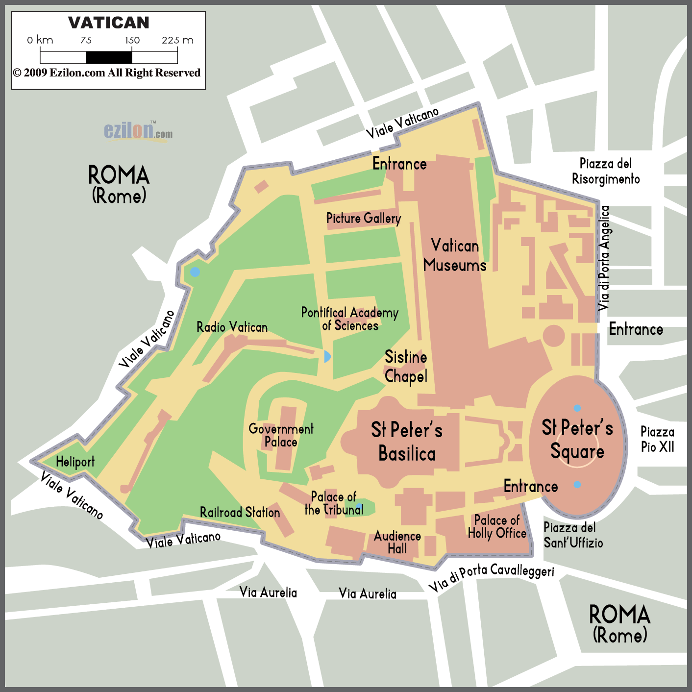 Vatican City Tourist Attractions Map 1920x1280