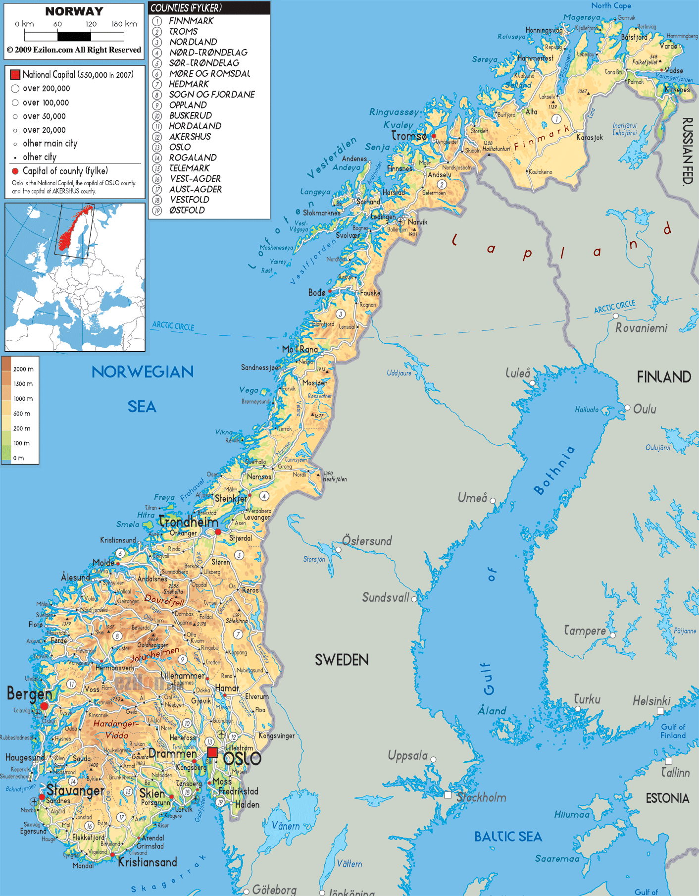 Landkarten Und Karten Von Norwegen CTRC