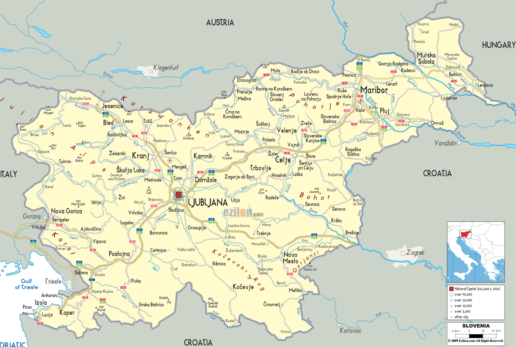 Detailed Political Map Of Slovenia Ezilon Maps Detailed Political Map Of Slovenia Ezilon Maps