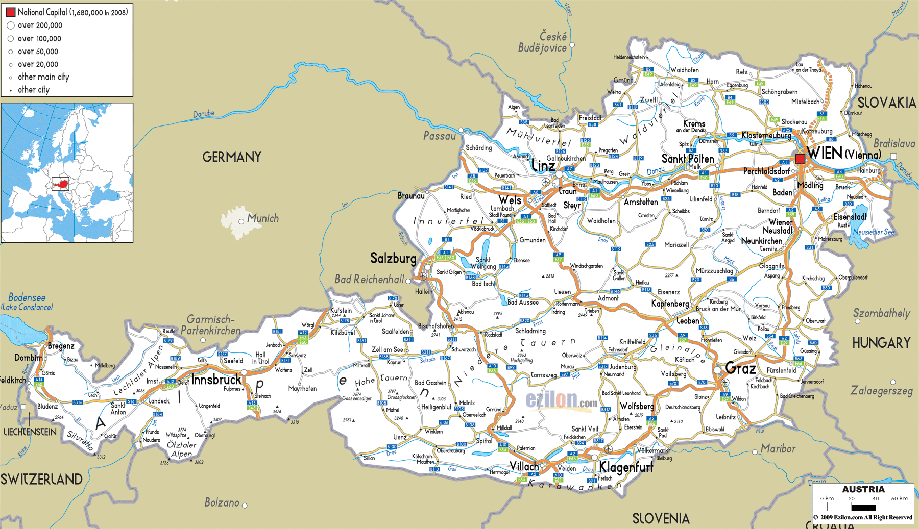 Road Map Of Austria 