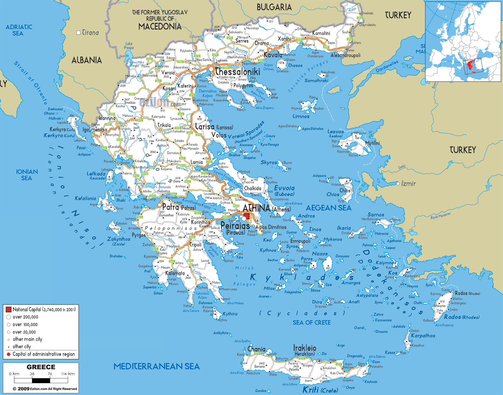 Road Map Of Greece 