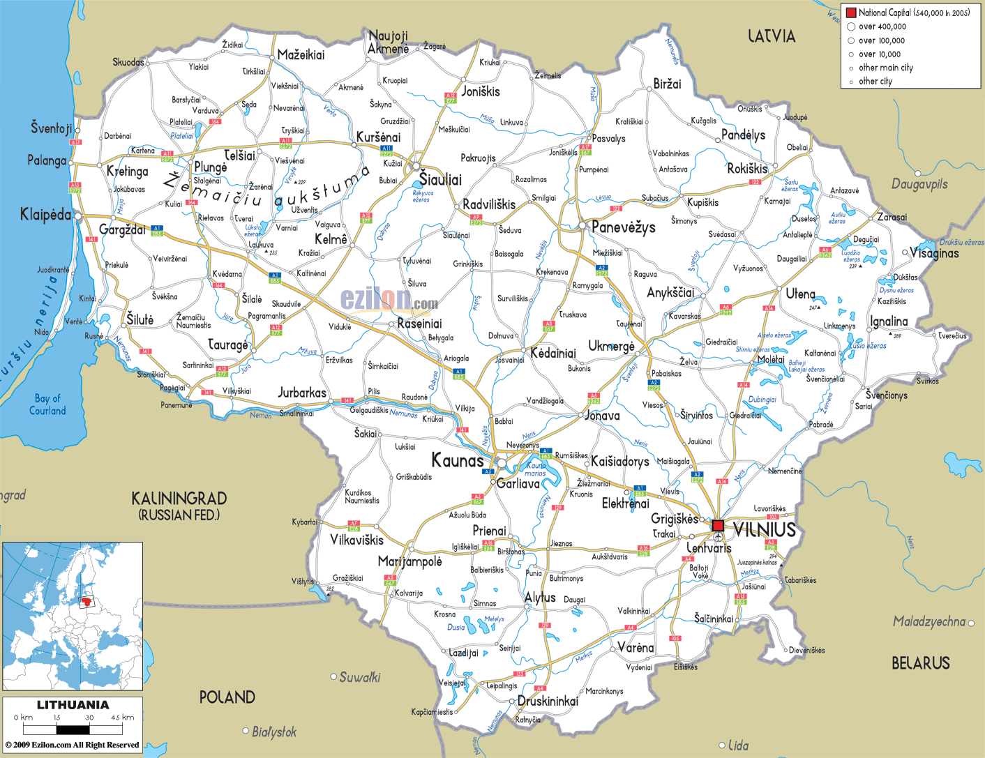 Road Map Of Lithuania With Highways And Expressways Ezilon Maps Road Map Of Lithuania With Highways And Expressways Ezilon Maps