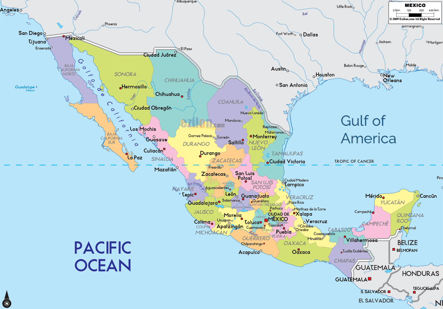 Map Of Mexico With Its Cities Ezilon Maps