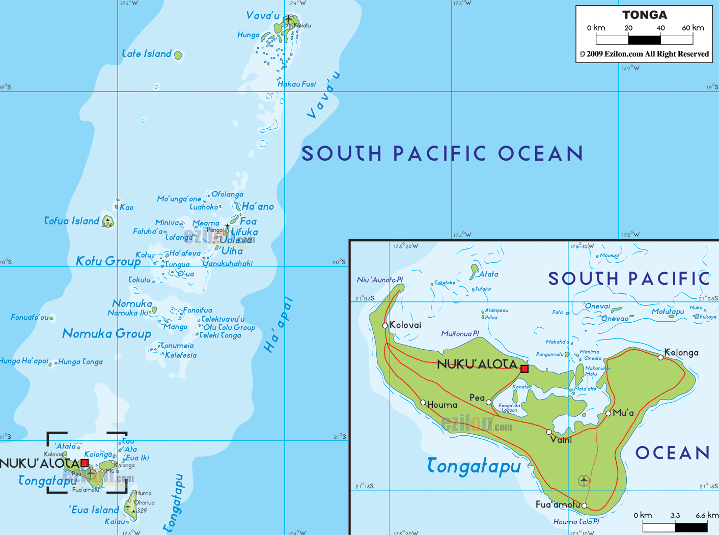 Physical Map Of Tonga Ezilon Maps Physical Map Of Tonga Ezilon Maps
