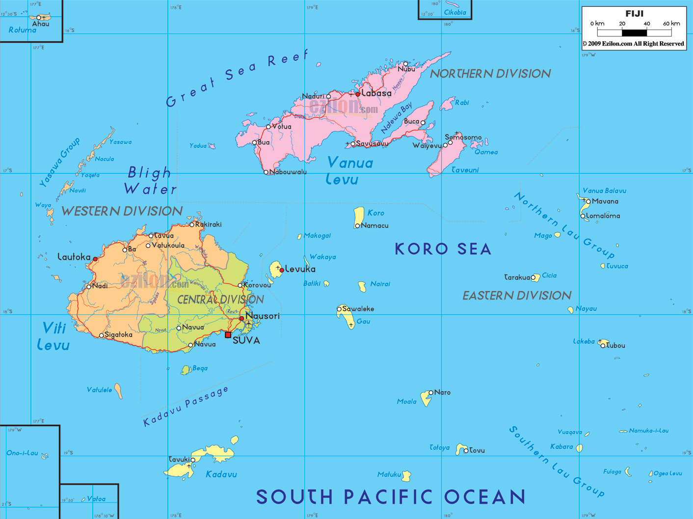 where is fiji on the map Detailed Political Map Of Fiji Ezilon Maps where is fiji on the map