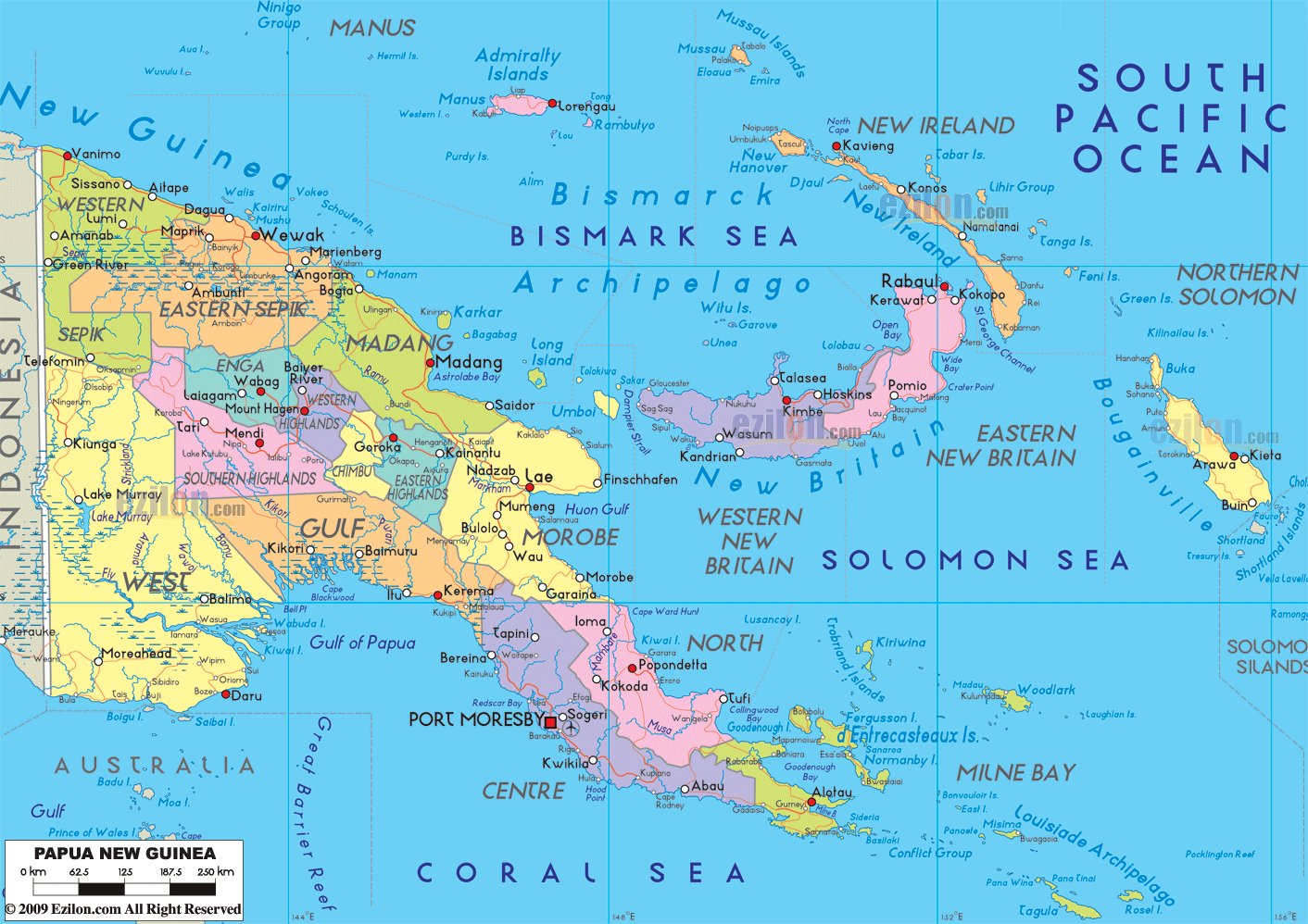 political map of PapGuinea