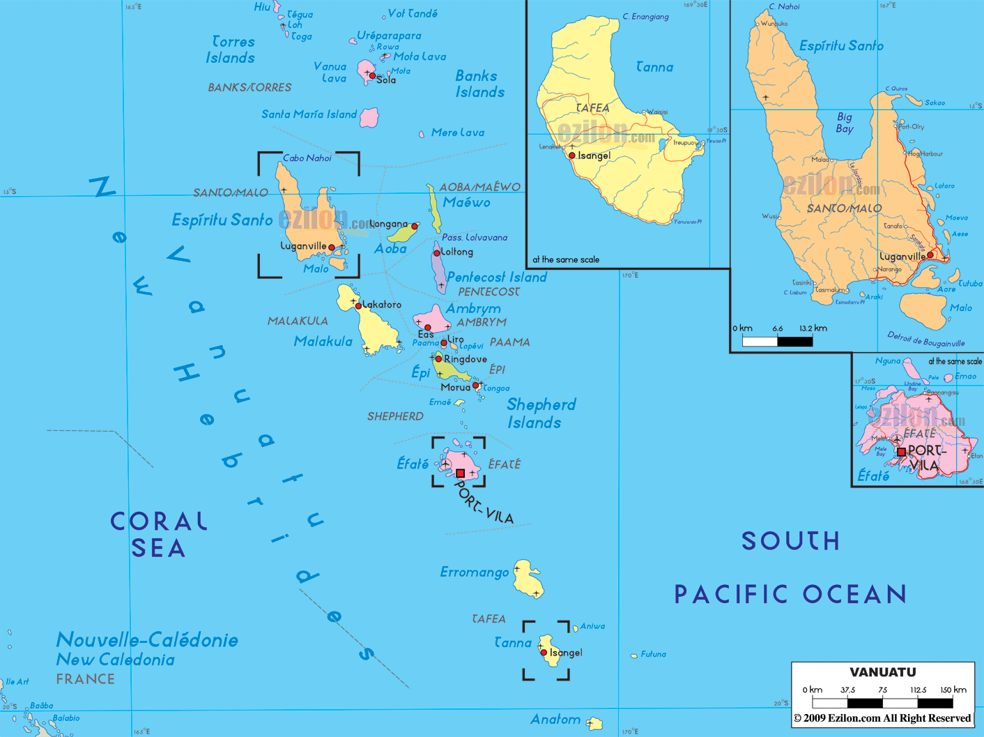 port vila vanuatu map Detailed Political Map Of Vanuatu Ezilon Maps port vila vanuatu map