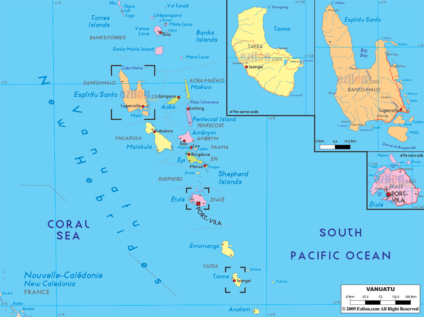 Detailed Political Map Of Vanuatu Ezilon Maps Detailed Political Map Of Vanuatu Ezilon Maps