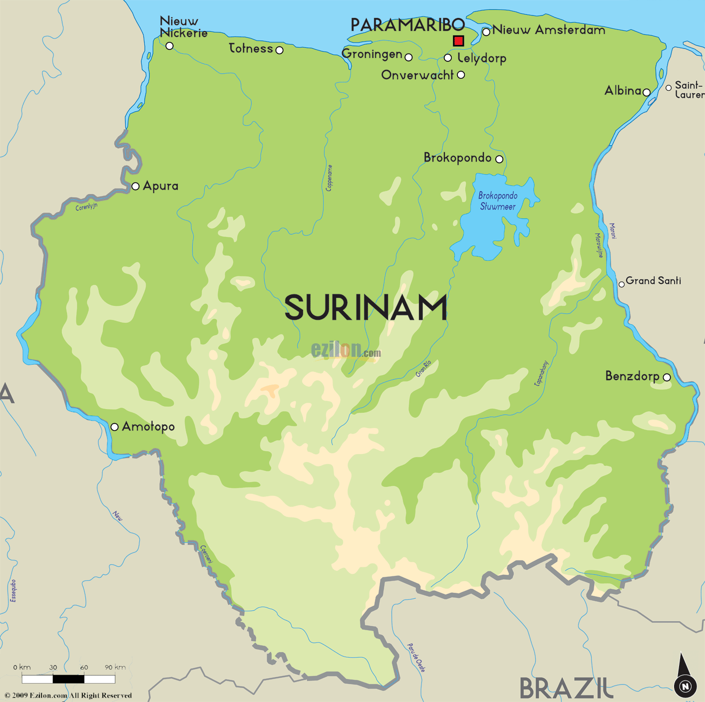 Surinam Map - Map of Surinam