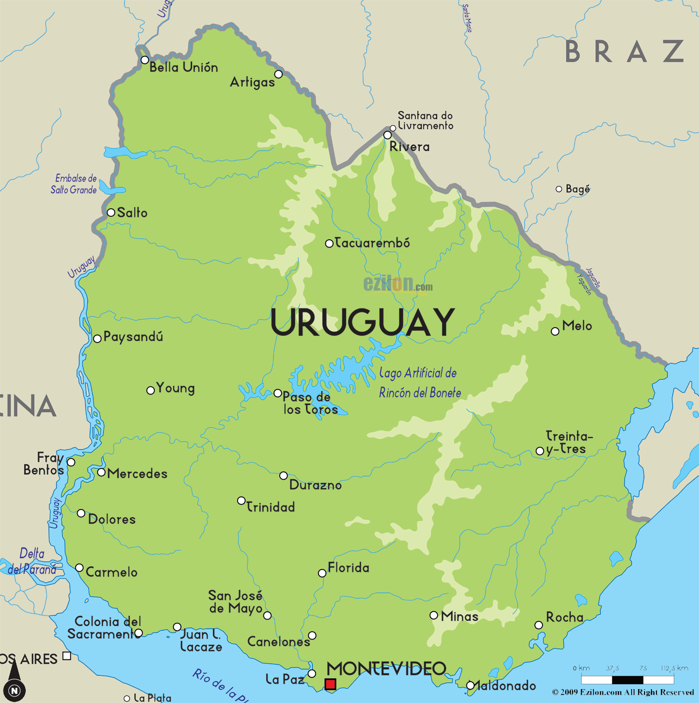Uruguay Map - Map of uruguay
