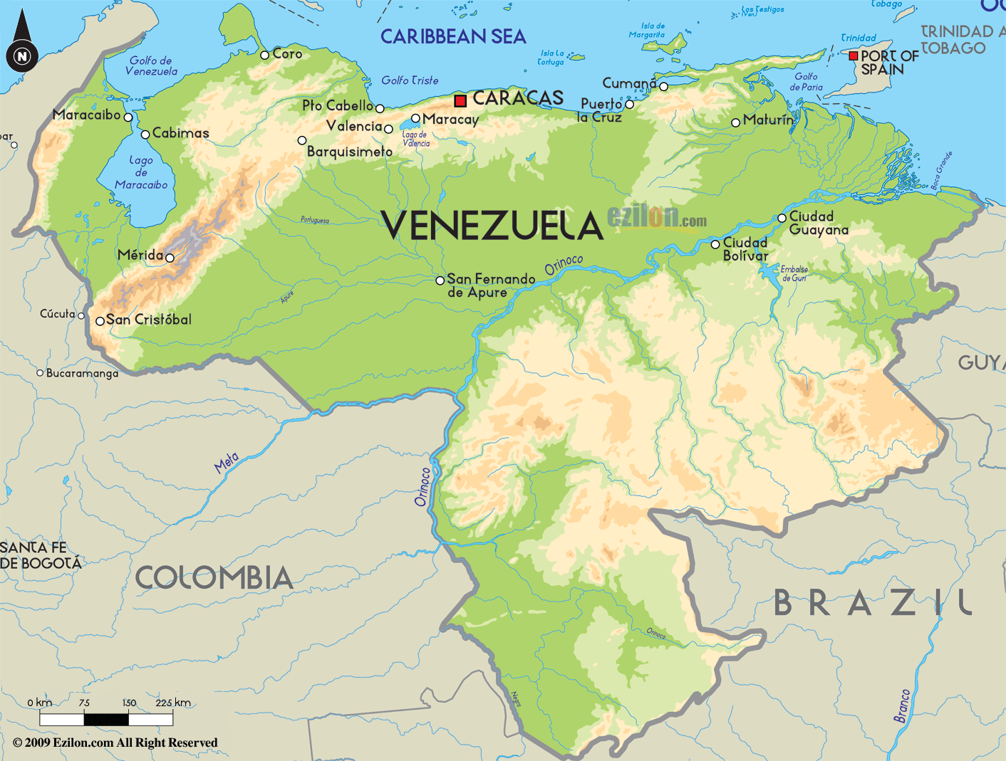 Road Map of Venezuela and Venezuela Road Maps