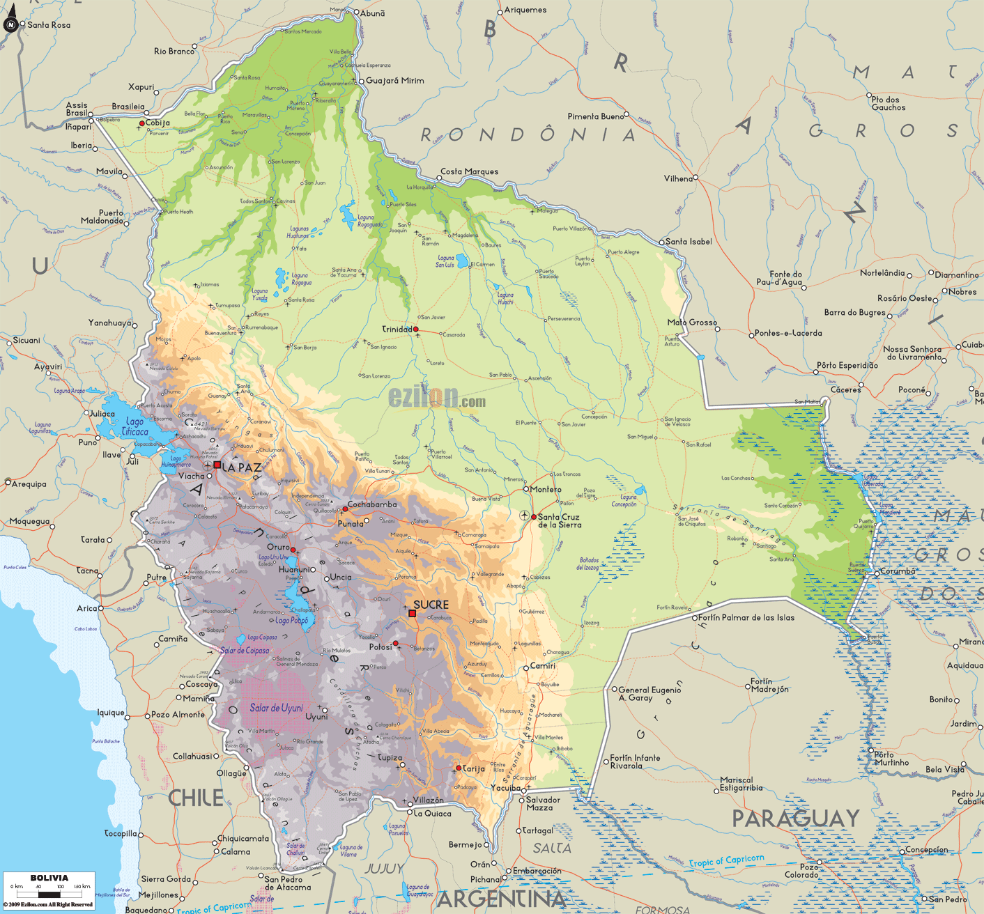 Bolivia Physical Maps