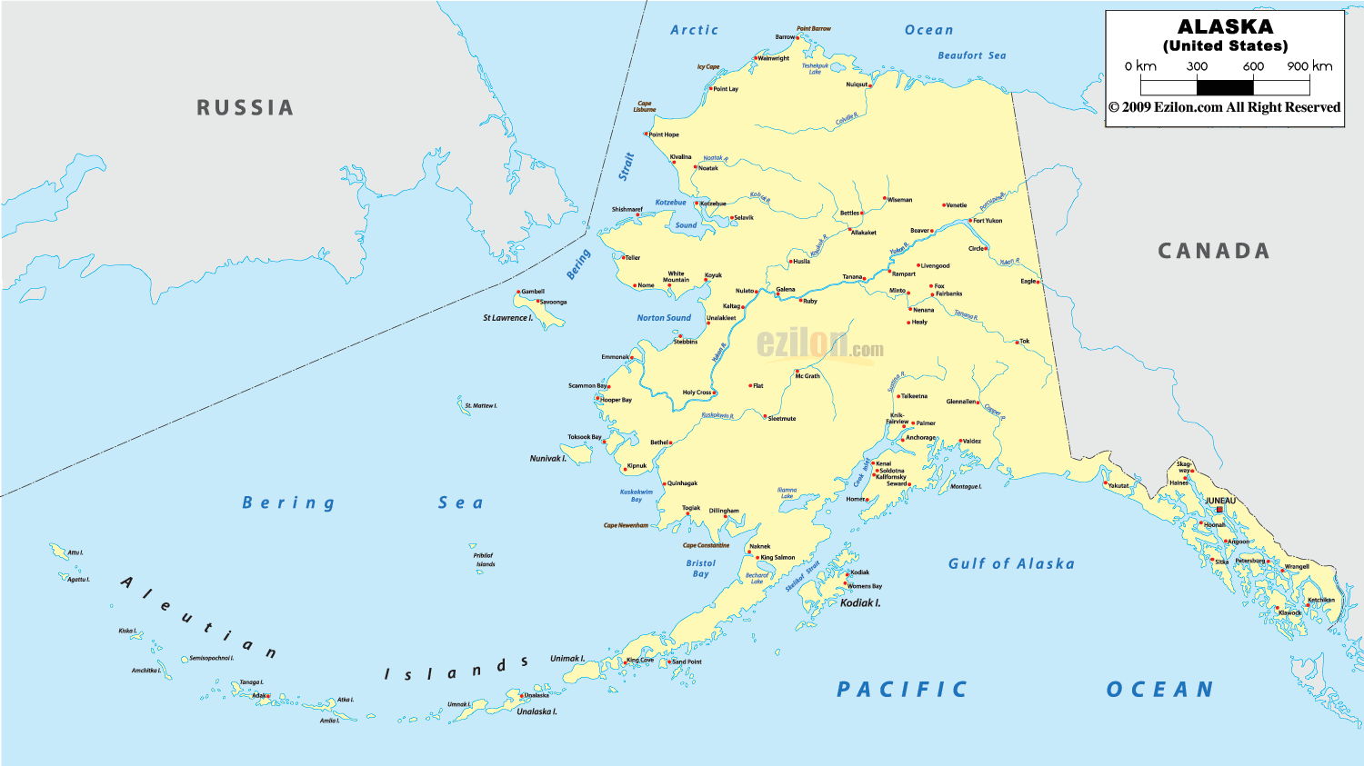 Detailed Political Map Of Alaska Ezilon Maps