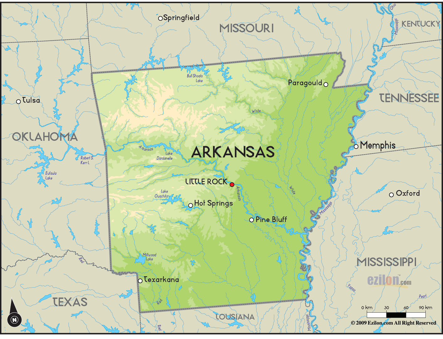 Arkansas Map / Geography of Arkansas/ Map of Arkansas.