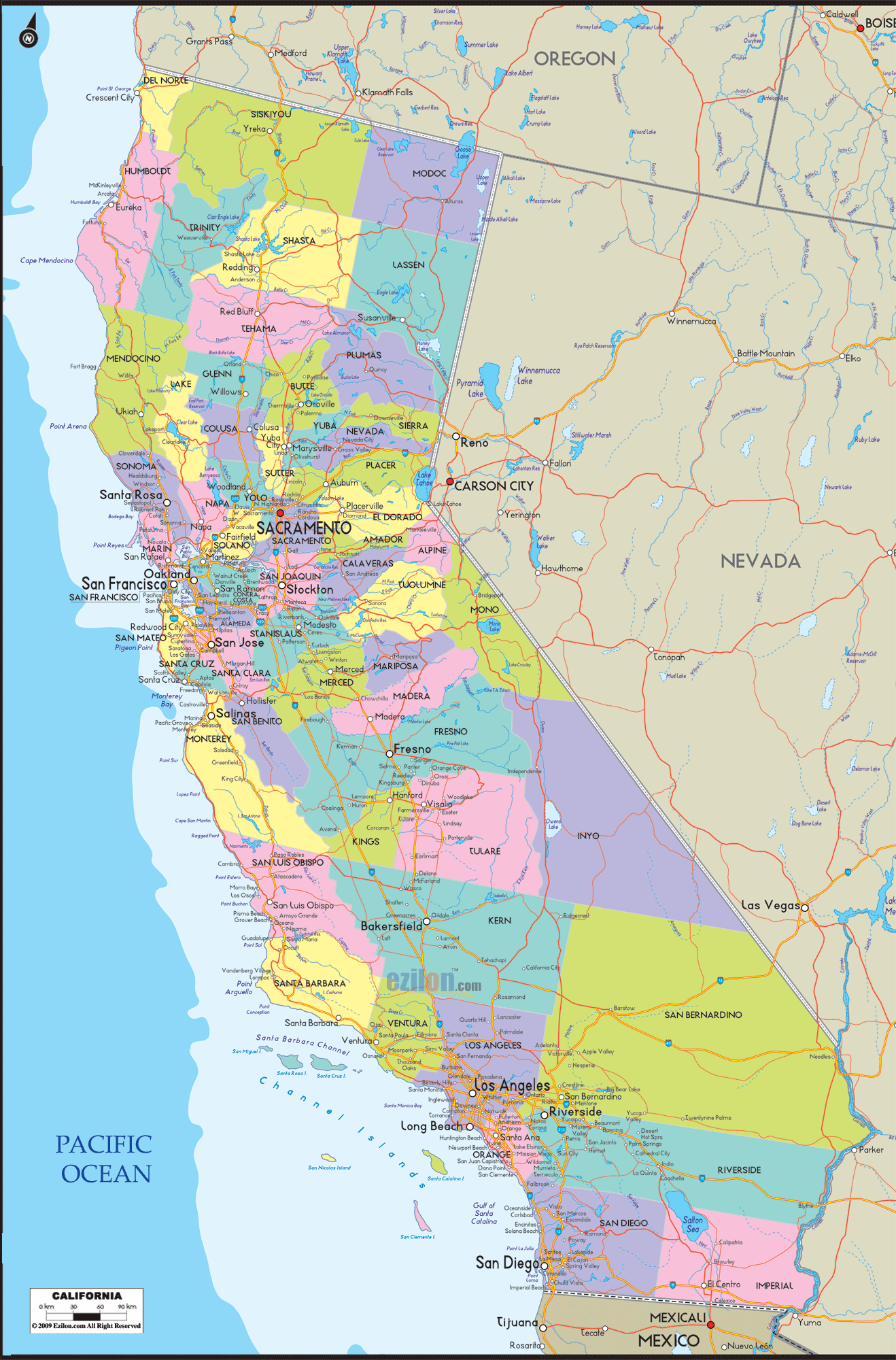 Large Detailed Administrative Map Of California State - vrogue.co