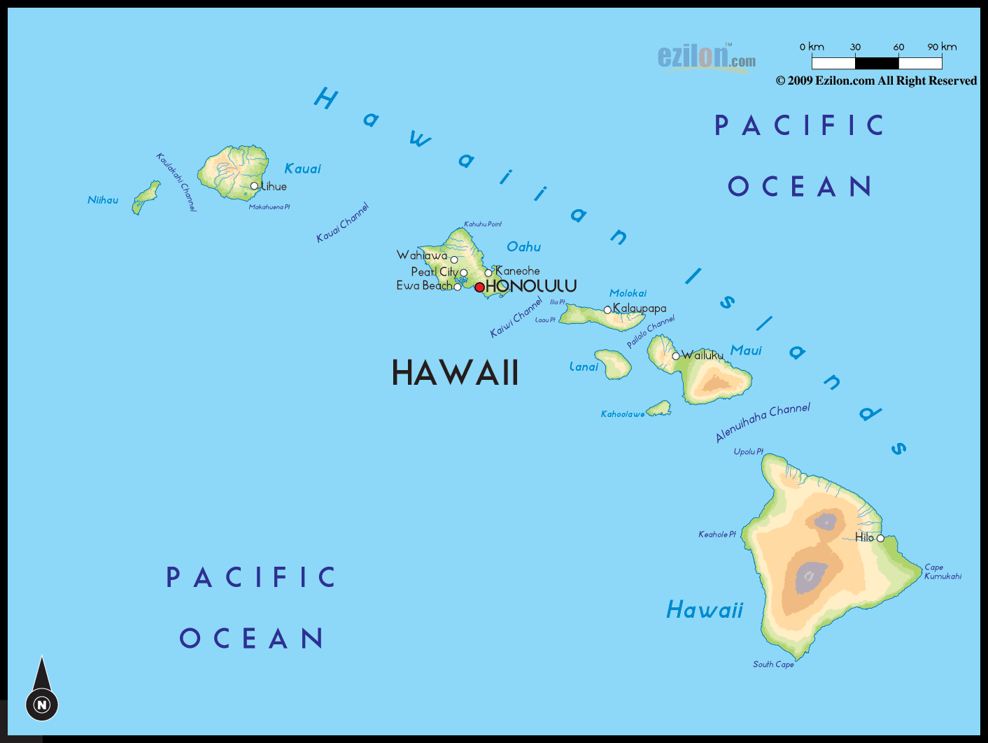 Hawaii Geographical Map