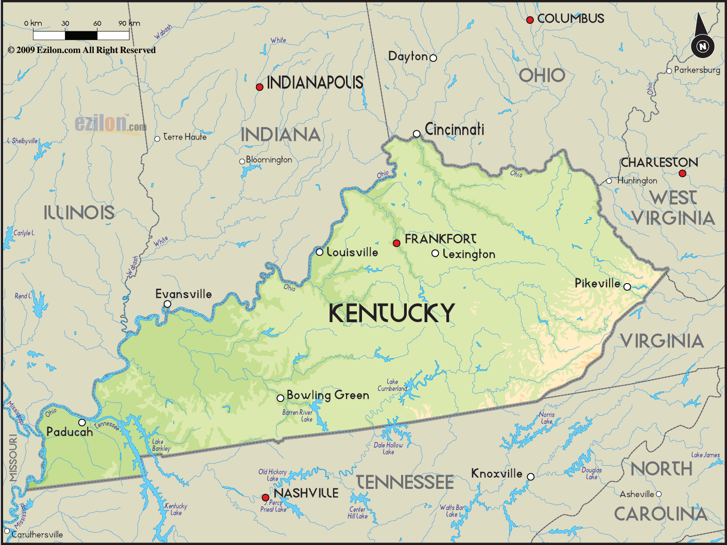 Kentucky Geographical Map