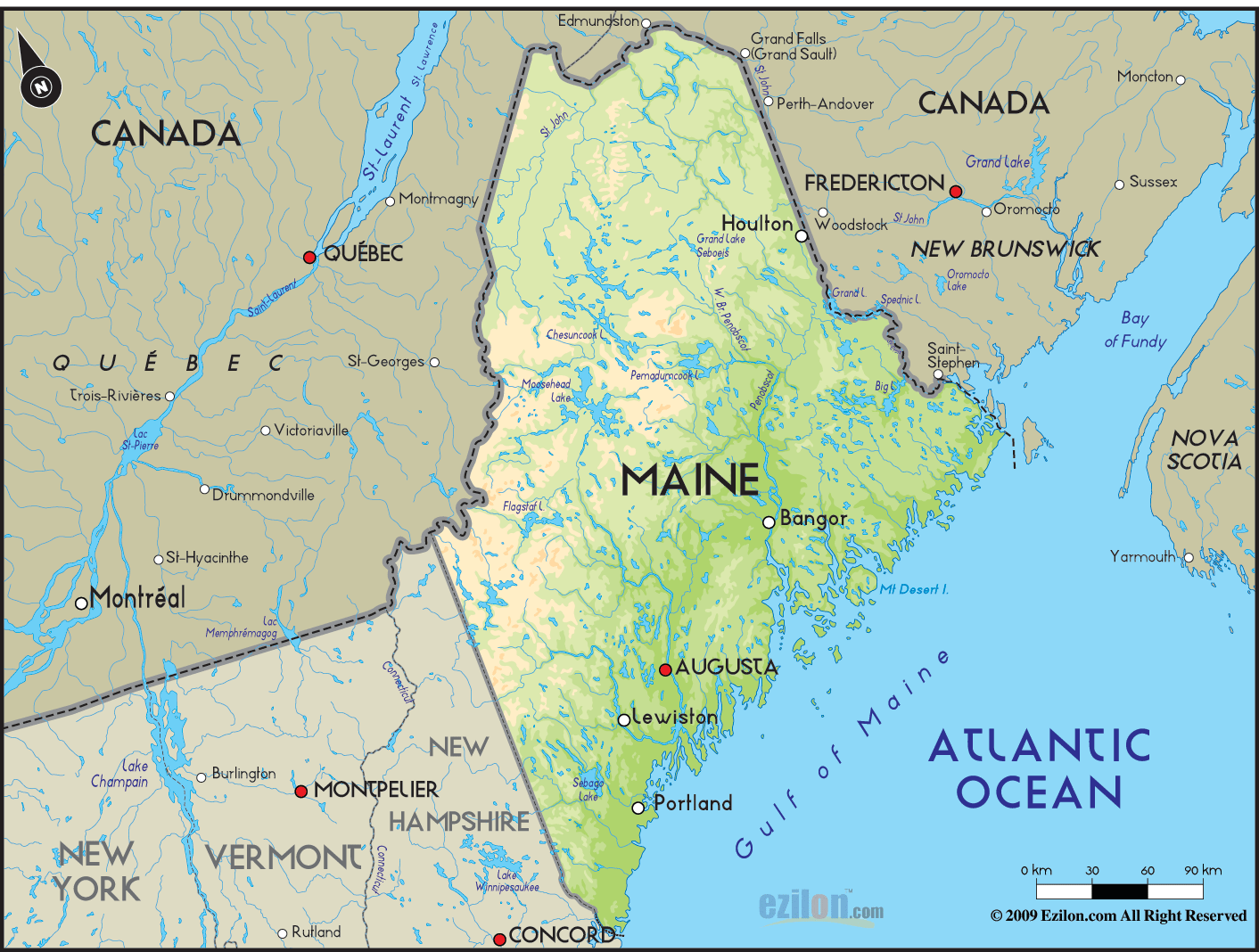 Maine Geographical Map