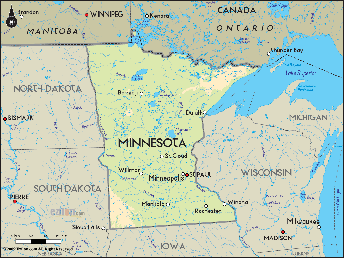 Minnesota Geographical Map