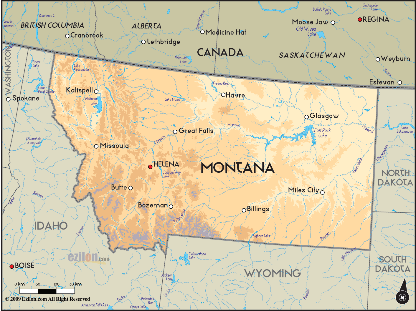 Montana Geographical Map