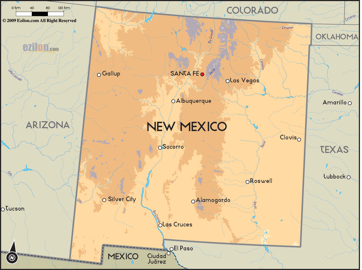 New Mexico Geographical Map