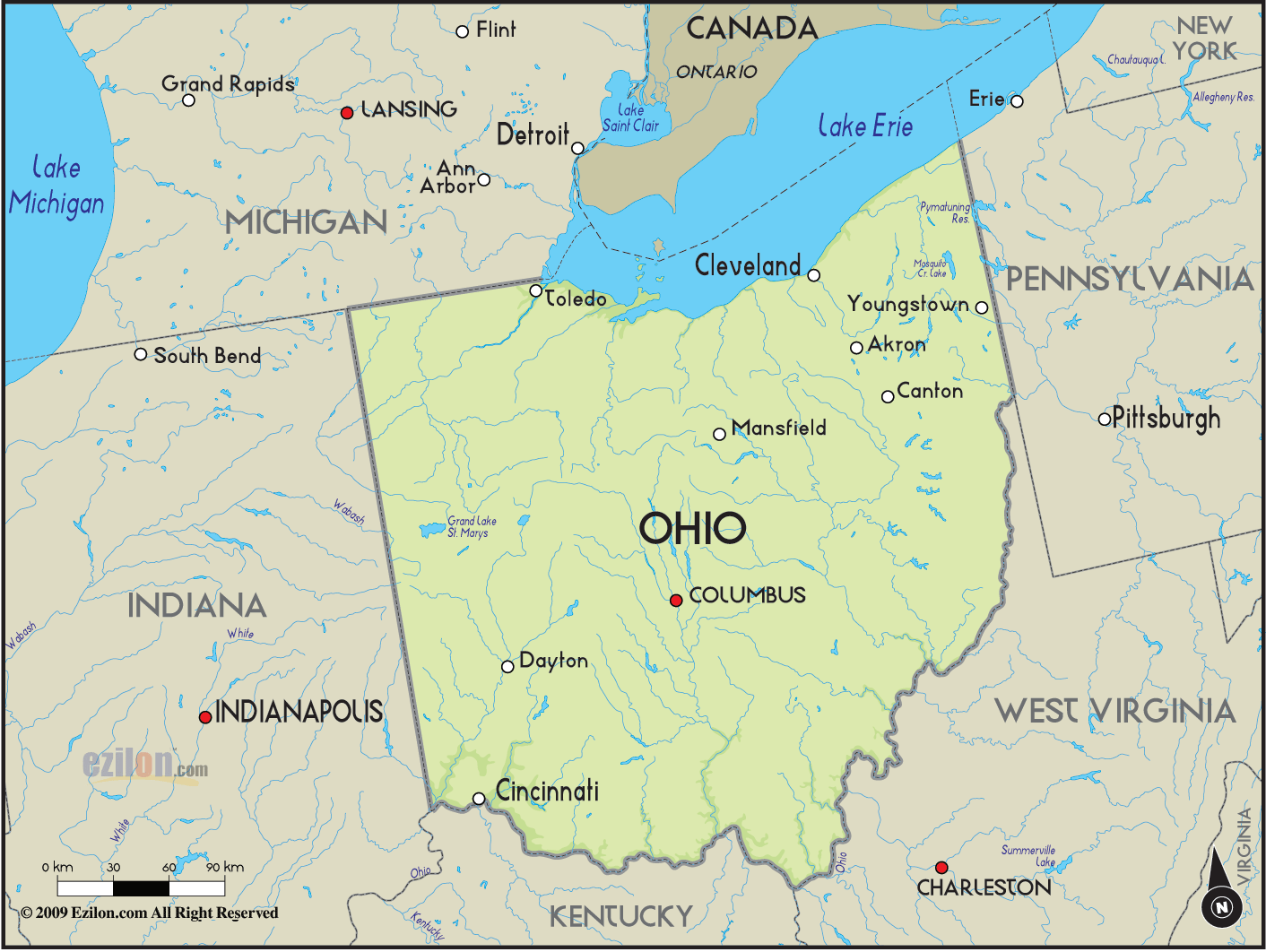 Ohio Geographical Map