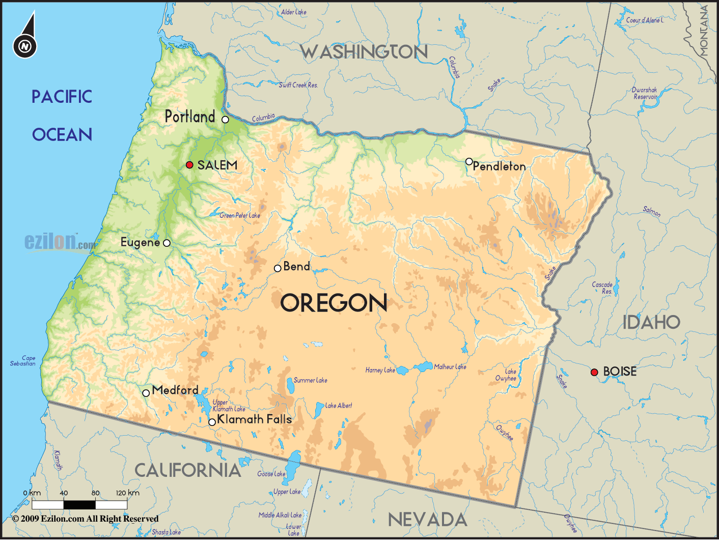 Oregon Geographical Map
