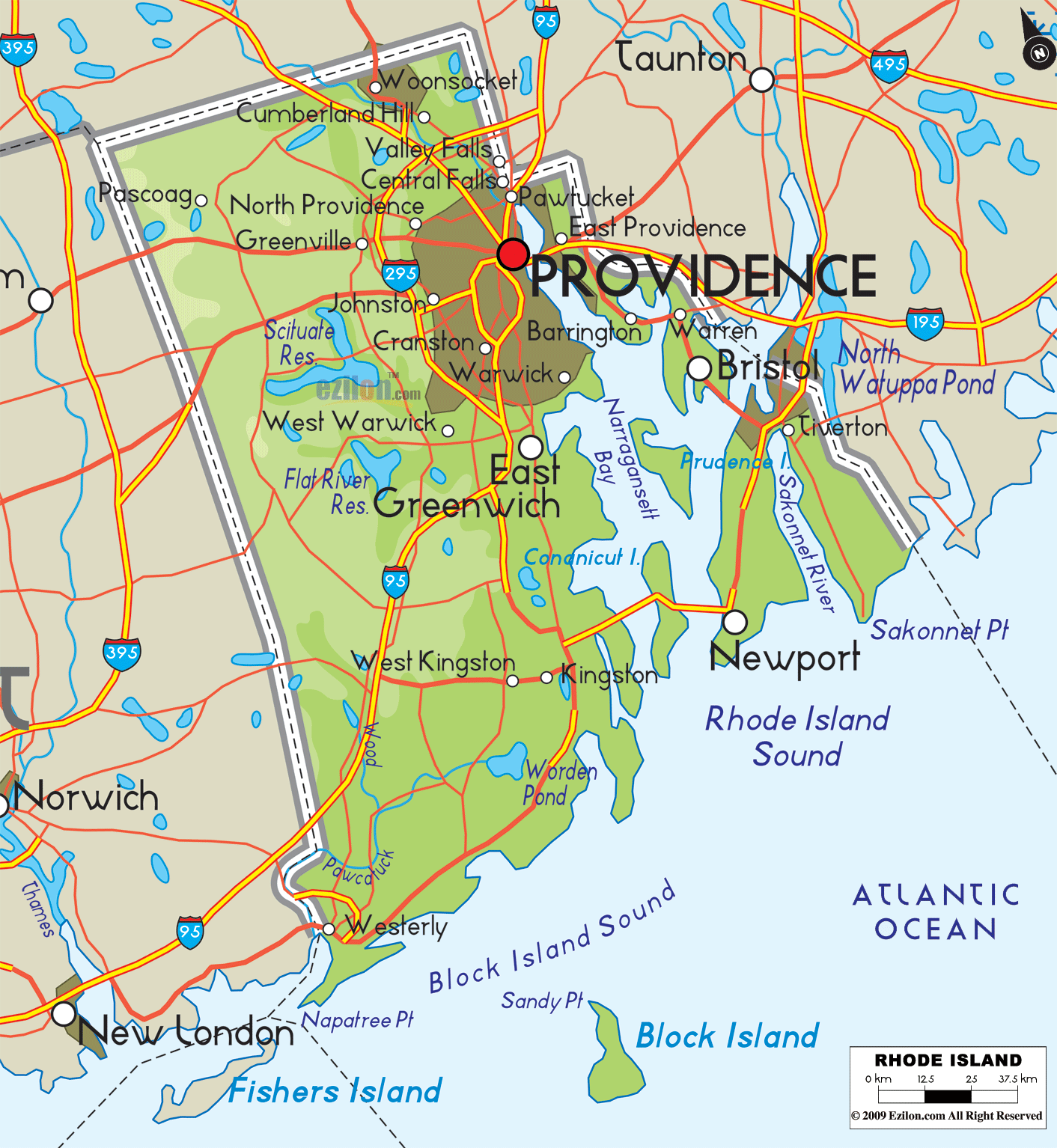 Physical Map Of Rhode Island State Usa Ezilon Maps - vrogue.co