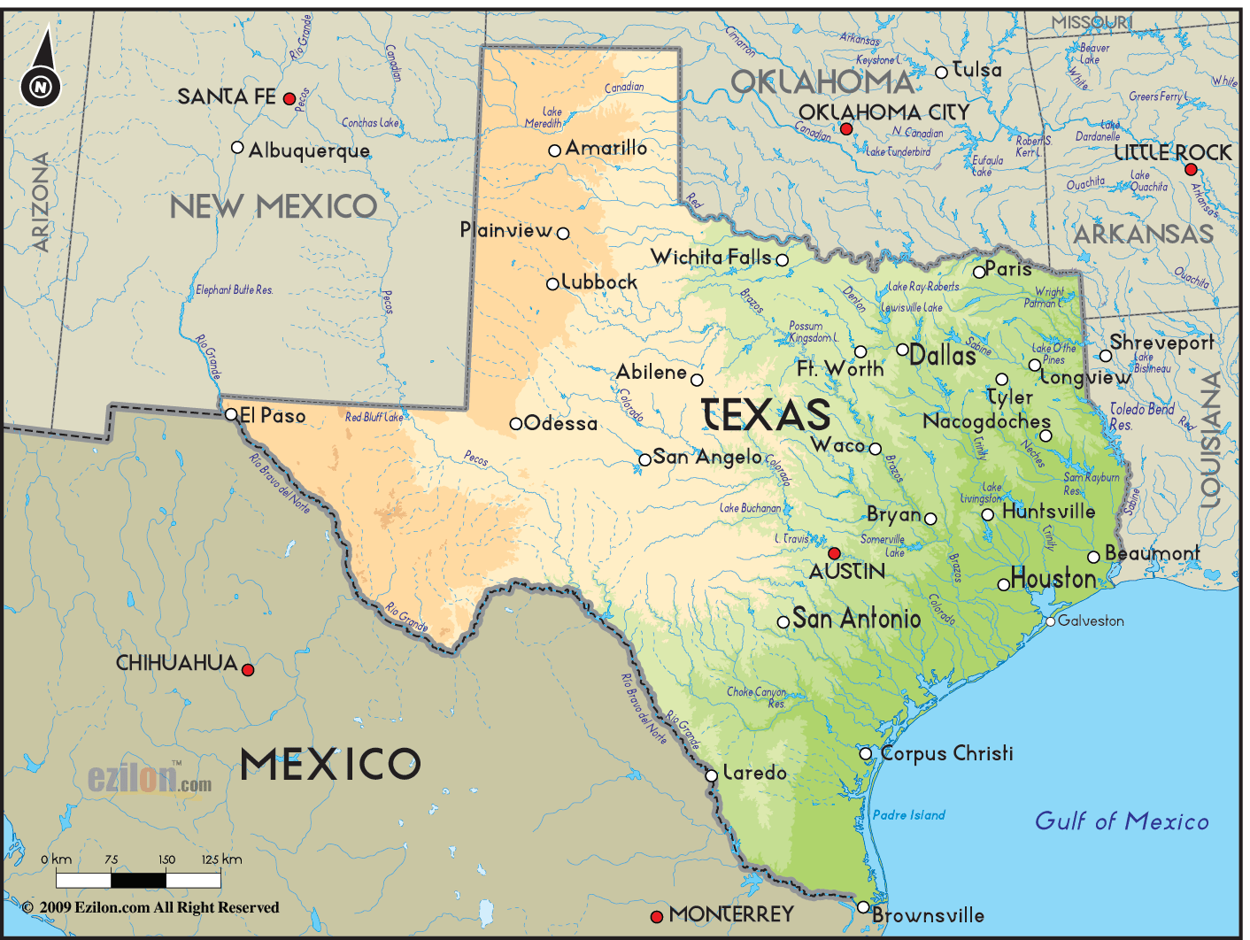 Texas Geographical Map