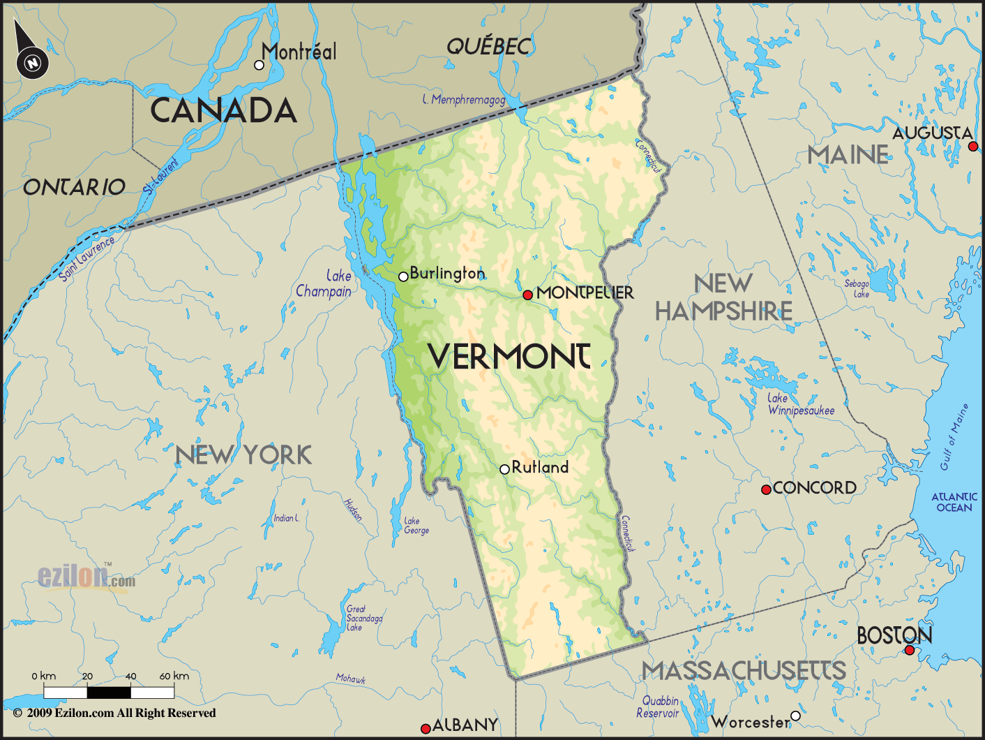 Vermont Geographical Map