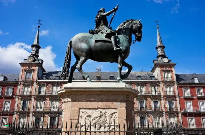 Stature of King Philip III on Plaza Mayor, Madrid, Spain