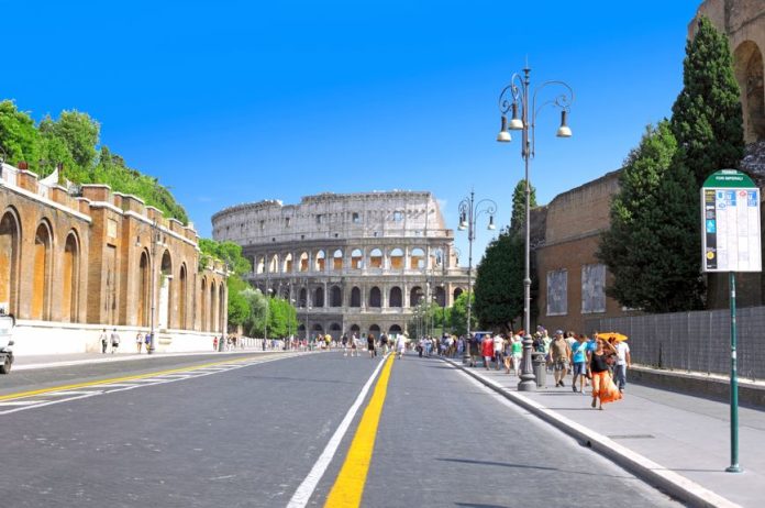 The Colosseum, the world famous landmark in Rome, Italy.