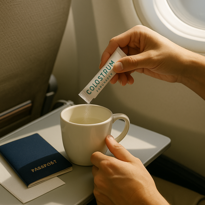 Using Colostrum travel sticks on the go.